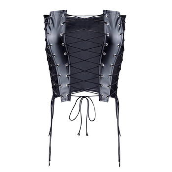 Bustier bez naramenica s prorezom, PU umjetna koža, uski kroj