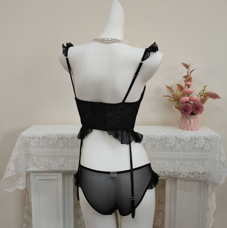 Push-up Ice Silk Camisole Grudnjak s Kostima, 3/4 Cup, Fiksne Dvostruke Trake