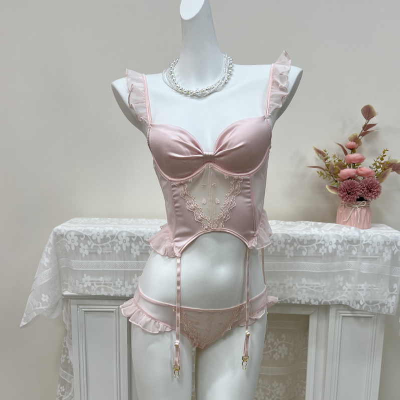 Push-up Ice Silk Camisole Grudnjak s Kostima, 3/4 Cup, Fiksne Dvostruke Trake