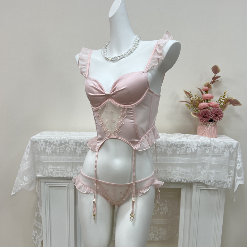 Push-up Ice Silk Camisole Grudnjak s Kostima, 3/4 Cup, Fiksne Dvostruke Trake