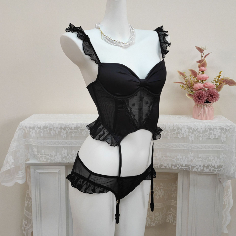 Push-up Ice Silk Camisole Grudnjak s Kostima, 3/4 Cup, Fiksne Dvostruke Trake