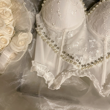 Halter top s mrežastom čipkom – uski kroj, vezanje trakama, jednobojni uzorak, akril 95%+