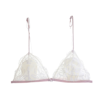 Set de sutiene din dantelă, fără sârmă, cupe triunghiulare, tip 3/4, închidere frontală