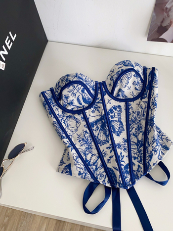Bustier bez rukava s jacquardom, s odvojivim naramenicama – A-kroj