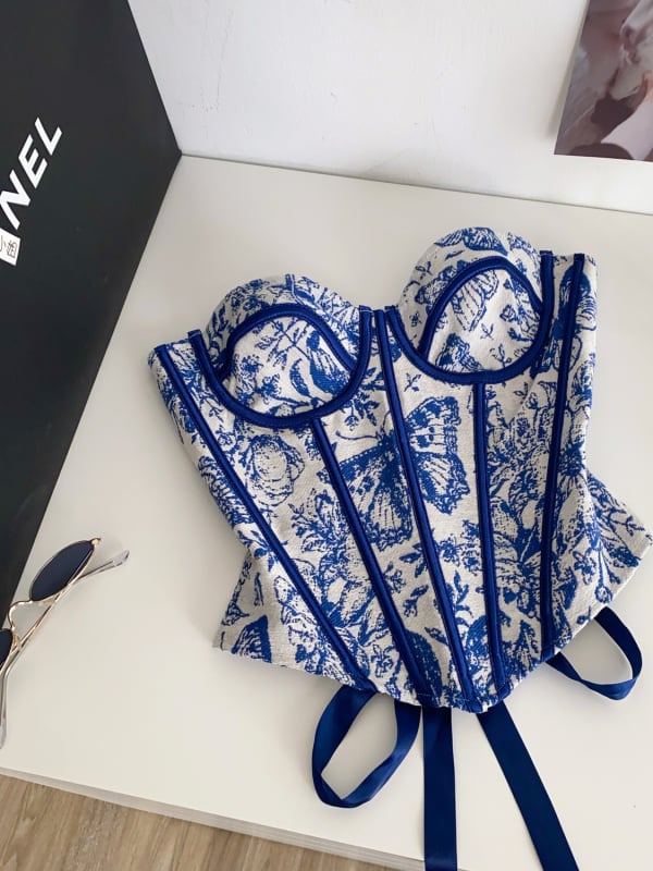 Bustier bez rukava s jacquardom, s odvojivim naramenicama – A-kroj