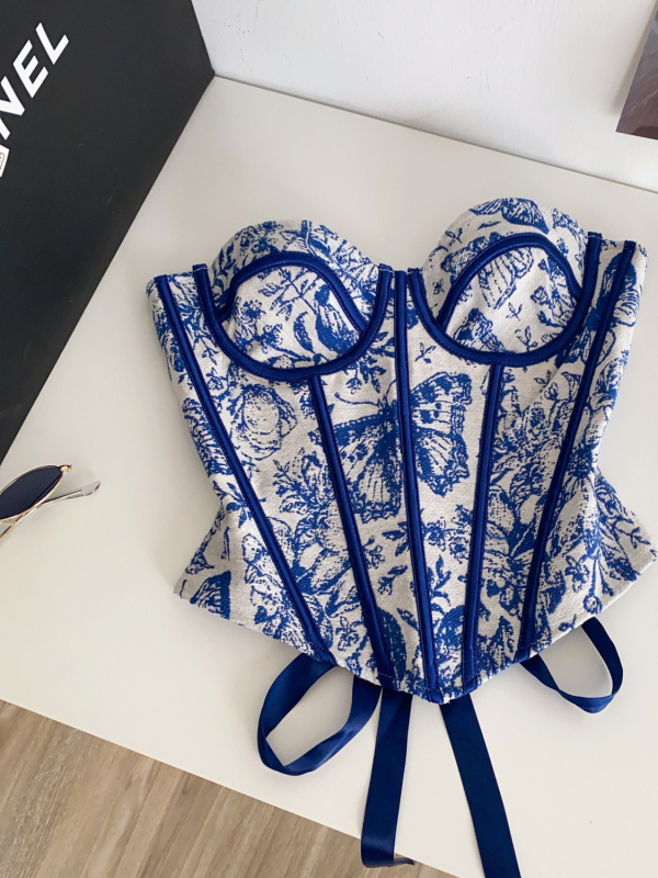 Bustier bez rukava s jacquardom, s odvojivim naramenicama – A-kroj