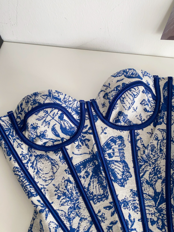 Bustier bez rukava s jacquardom, s odvojivim naramenicama – A-kroj