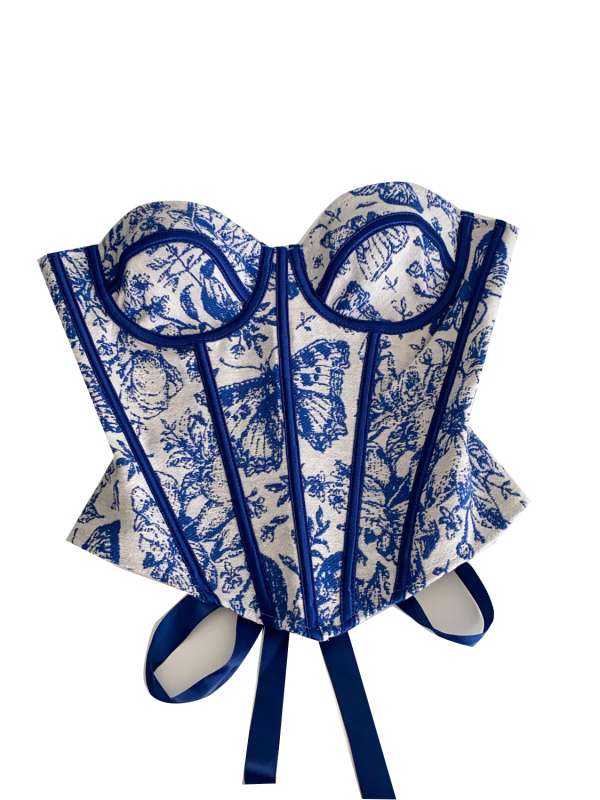 Bustier bez rukava s jacquardom, s odvojivim naramenicama – A-kroj