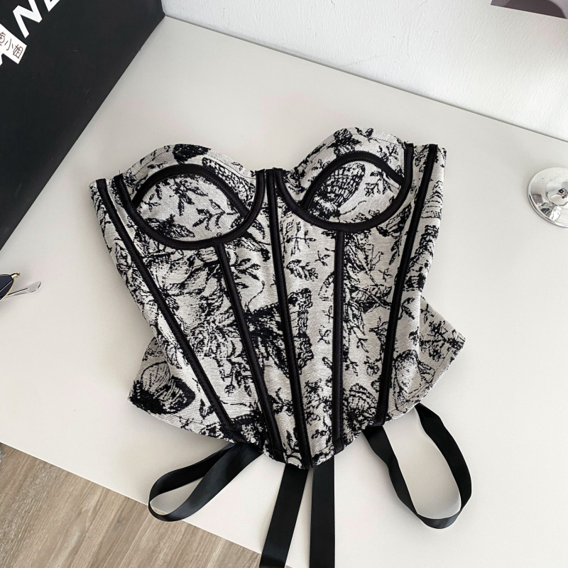 Bustier bez rukava s jacquardom, s odvojivim naramenicama – A-kroj
