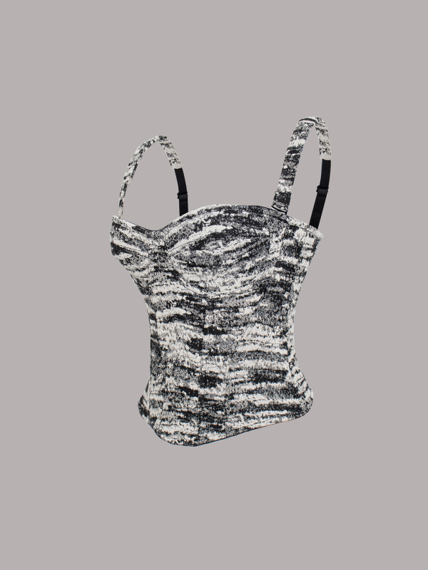Camisole shapewear tube top, Slim fit, 3D uzorak, kratka duljina, poliester-spandeks