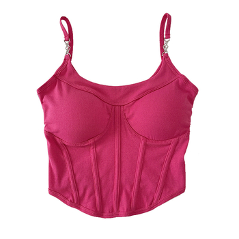 Ženski camisol s umetkom za grudi, uski kroj, sling stil, gradski vibe, pamuk 95%+, proljeće 2024