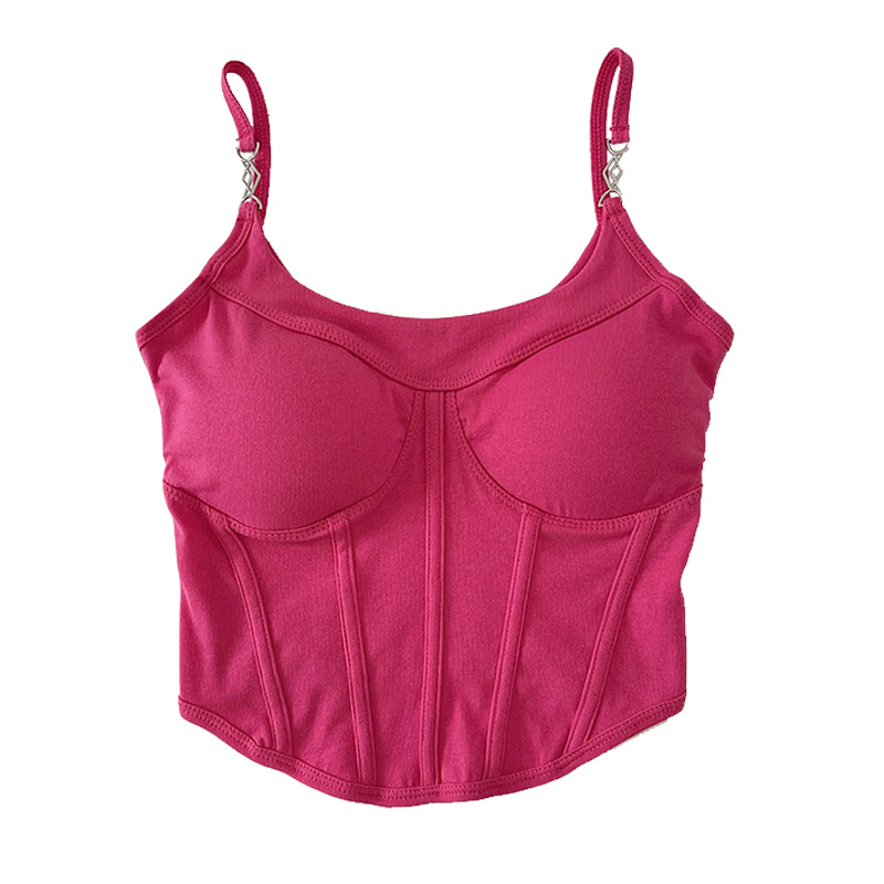 Ženski camisol s umetkom za grudi, uski kroj, sling stil, gradski vibe, pamuk 95%+, proljeće 2024