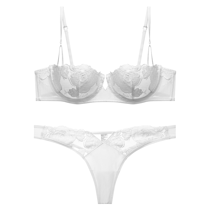 Melltartó készlet, pamut anyagból, 3/4-es kosár, formázott kosár vékony felső résszel és vastag alsó résszel, rögzített dupla vállpántok, hátoldali három sor kapocs