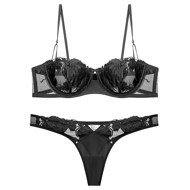 Melltartó készlet, pamut anyagból, 3/4-es kosár, formázott kosár vékony felső résszel és vastag alsó résszel, rögzített dupla vállpántok, hátoldali három sor kapocs