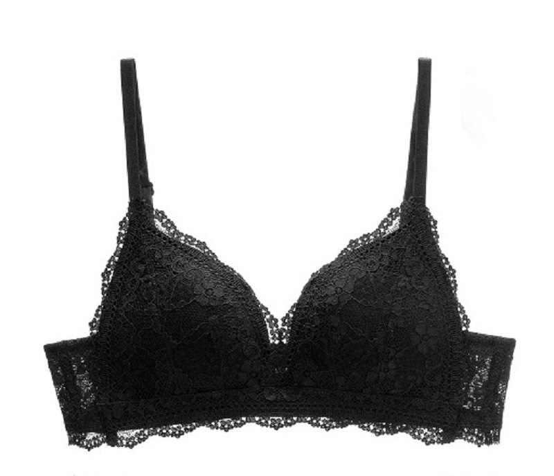 Csipkés háromszögkosaras melltartó acélgyűrű nélküli, habos kosarakkal, rögzített dupla vállpántokkal