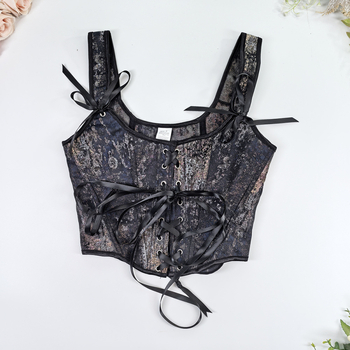 Fishbone korzet flitterekkel, levehető vállpántokkal, hát nélküli, szűk fazon