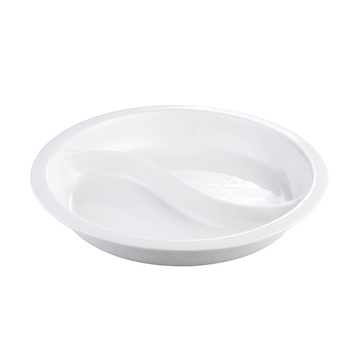 BAO TAI porcelán büfé-sütőliner tál, téglalap alakú, mikrohullámú sütőben használható, fehér máz felülettel.