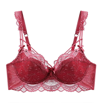 Melltartó: 3/4 kosár, ultra vékony formázott kosár, acélgyűrűvel, csipke hímzett dizájn, hátul három soros zár