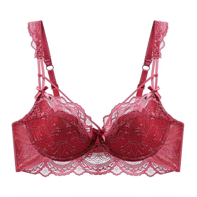 Melltartó: 3/4 kosár, ultra vékony formázott kosár, acélgyűrűvel, csipke hímzett dizájn, hátul három soros zár