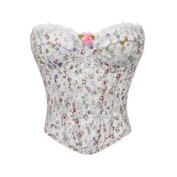 Csőtop, szűk fazon, hossza 40–50 cm, csipke mintázat, vállpánt nélküli