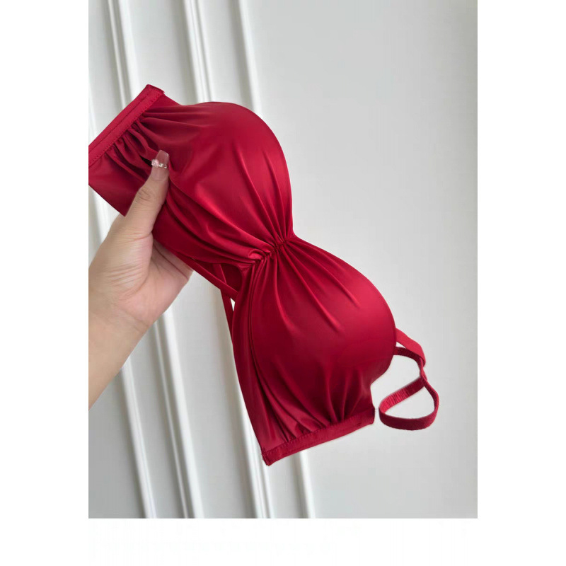 Sutien wireless cu cupă demi, satin de nailon, bretele detașabile și închidere cu trei rânduri la spate