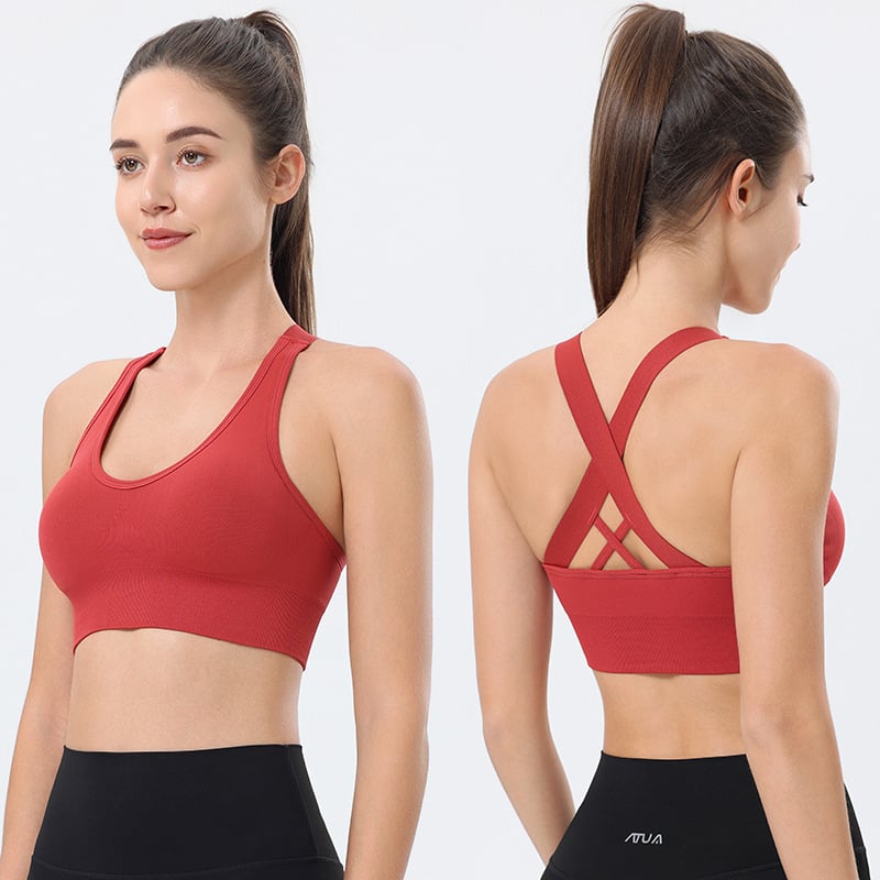 Bevielė sportinė liemenėlė bėgimui, kvėpuojanti nugara, drėgmę šalinantis audinys, 3/4 puodelio formuojami puodeliai, nailono audinys, fiksuoti dvigubi dirželiai