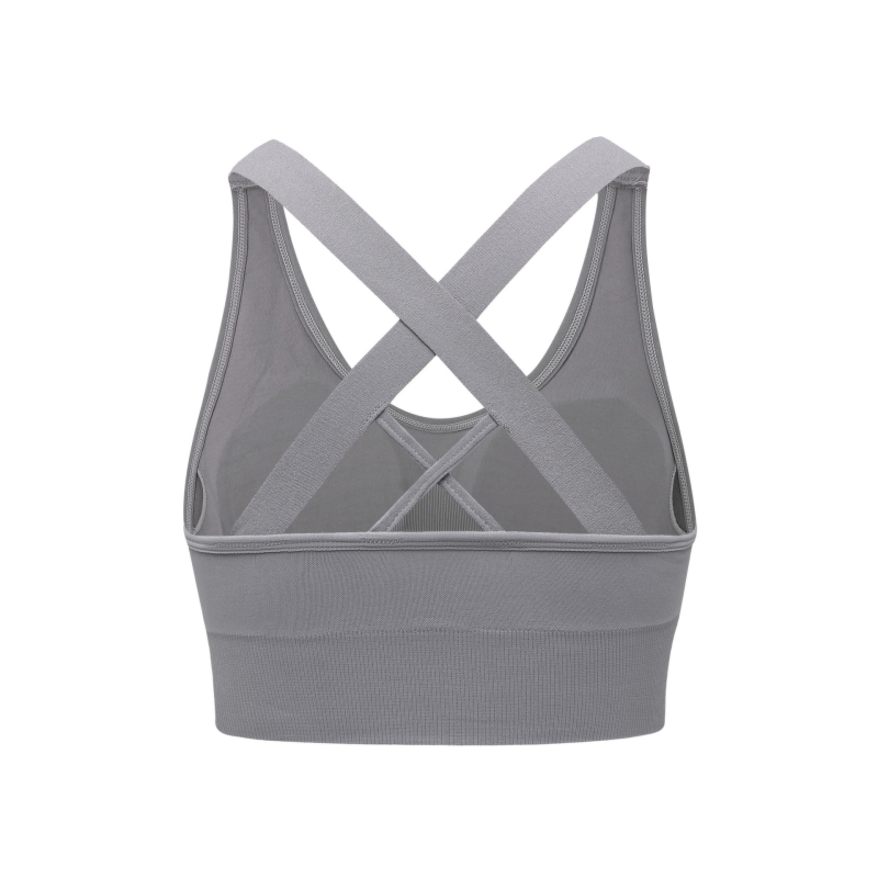 Bevielė sportinė liemenėlė bėgimui, kvėpuojanti nugara, drėgmę šalinantis audinys, 3/4 puodelio formuojami puodeliai, nailono audinys, fiksuoti dvigubi dirželiai