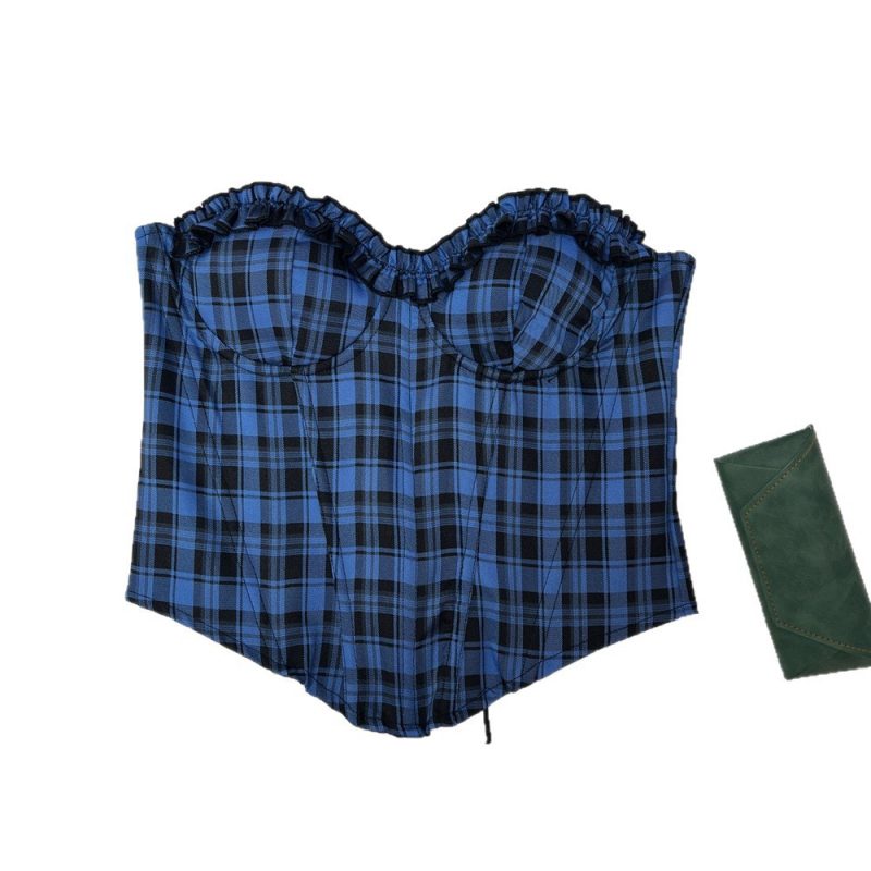 Tube Top Shapewear, Slim-Fit, Houndstooth uzorak, Poliester 95%+, Bez naramenica