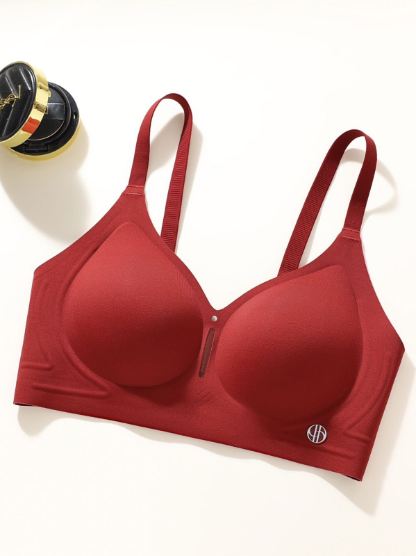 Crveni svečani push-up grudnjak s fiksnim dizajnom podizanja, 3/4 košarica, najlonska tkanina