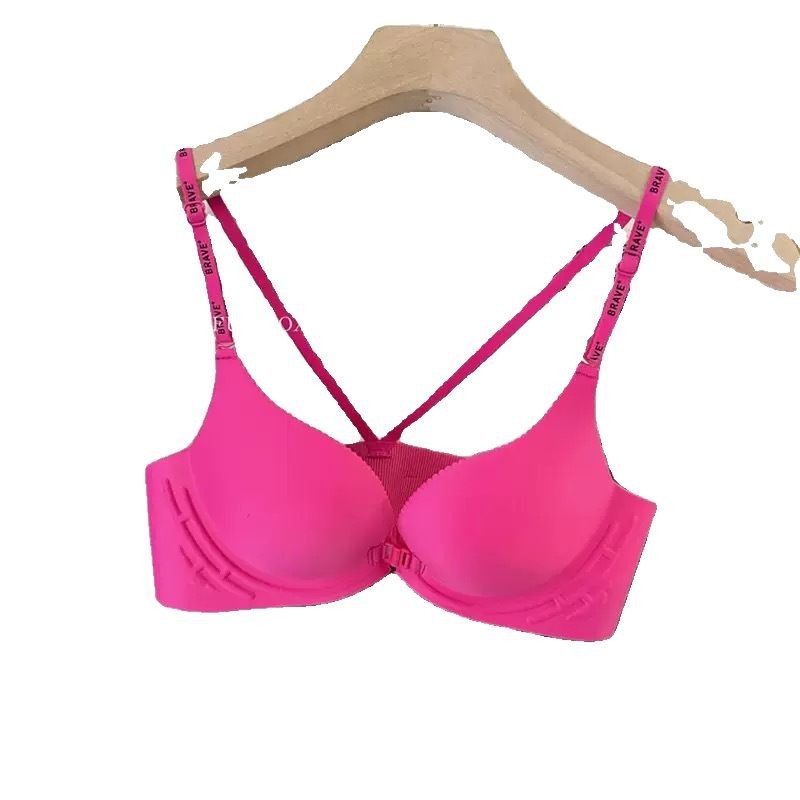 Priekinio užsegimo liemenėlė iš nailono, push-up ir šoninių krūtų suspaudimas, be vielos, kaušelio forma: plonas viršus, storesnis apačia