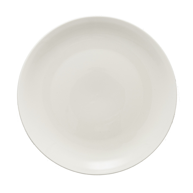 Porcelanski plitki tanjur za zapadni stil uz steak, bijeli, okrugli, sjajna površina, hotelska stolna posuđa, razne veličine