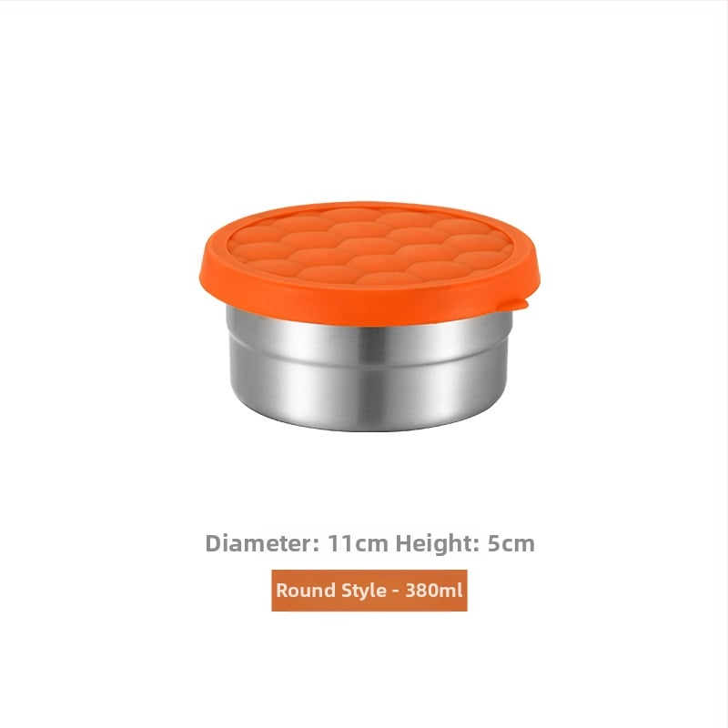 Кутия за съхранение на храна, 304 неръждаема стомана, силиконов мек капак, без електричество, квадратна или кръгла форма, капацитет 0.3–1.0 л