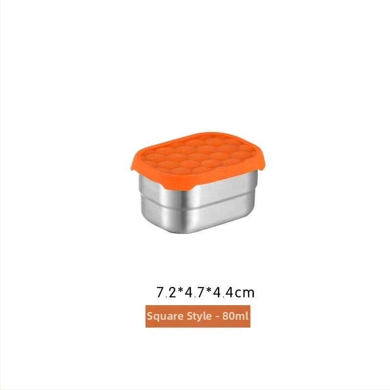 Кутия за съхранение на храна, 304 неръждаема стомана, силиконов мек капак, без електричество, квадратна или кръгла форма, капацитет 0.3–1.0 л