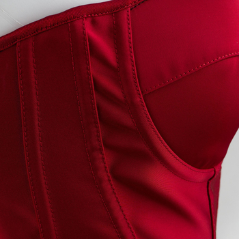 Корсет със стоманени ребра за талията, без презрамки, дишащ топ за оформяне на тялото, тънки чашки, чашка 3/4, полиестерен плат