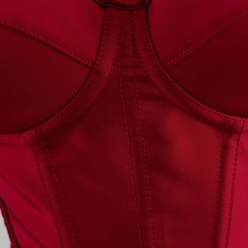 Корсет със стоманени ребра за талията, без презрамки, дишащ топ за оформяне на тялото, тънки чашки, чашка 3/4, полиестерен плат