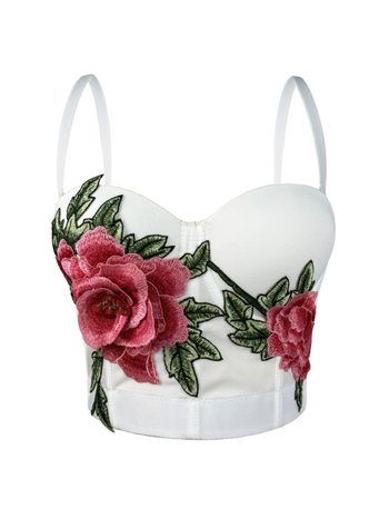 Nova kratka izvezena bustier-top s kosticama, kineskog stila, tro-dimenzionalna dekoracija, naramenice