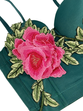Nova kratka izvezena bustier-top s kosticama, kineskog stila, tro-dimenzionalna dekoracija, naramenice