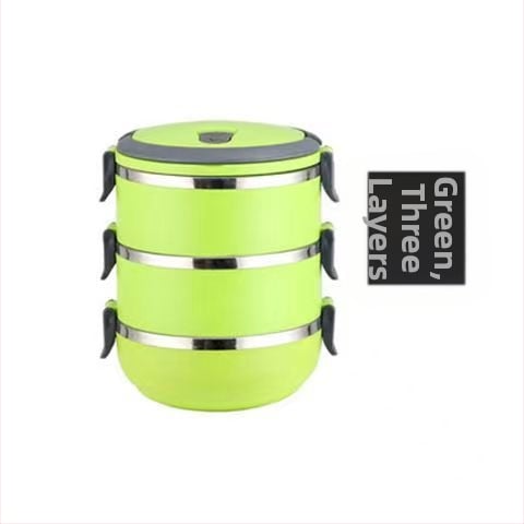 Кръгла неръждаема стомана изолирана кутия за обяд, многослойна (1-4 слоя), капацитет 501-800ml / 1-2L / 2.1-3L