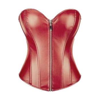 PU кожен корсет с цип, тънък силует, рибешки кости, без презрамки, за нощен клуб и сценично изпълнение