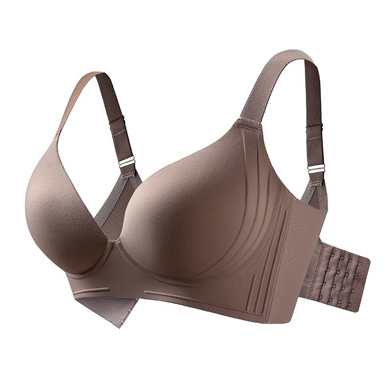 Безжичен бюстгальтер с мека опора, 3/4 чашка, дишащ нейлон, задно закопчаване с четири реда куки