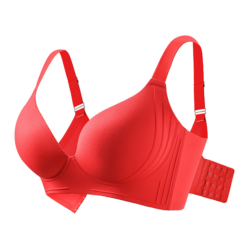 Безжичен бюстгальтер с мека опора, 3/4 чашка, дишащ нейлон, задно закопчаване с четири реда куки