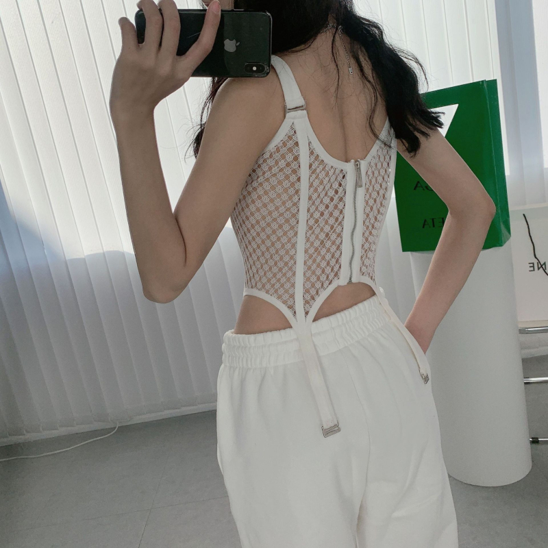 WIN Čipkasti korzet-tank top, uski kroj, kratka duljina, jednostavan uzorak, fiksne naramenice, poliester >95%