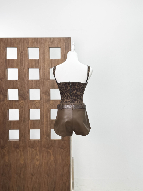 Leopard uzorak od spandexa tube top camisole, kratki kroj, ljeto 2025