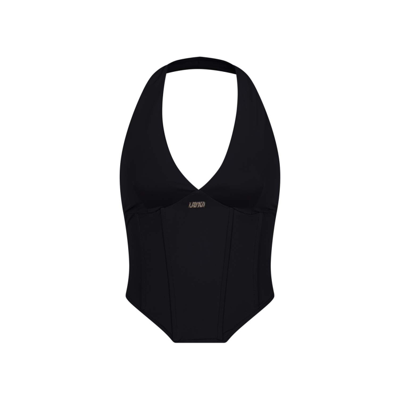Halter top – street style, uski kroj, najlon, tekstni otisak