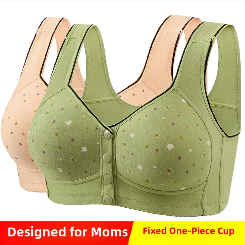 Бюстгальтер с предно закопчаване, безжични чашки, пълна чашка, тънко формовани чашки, нейлонова материя, фиксирани двойни презрамки