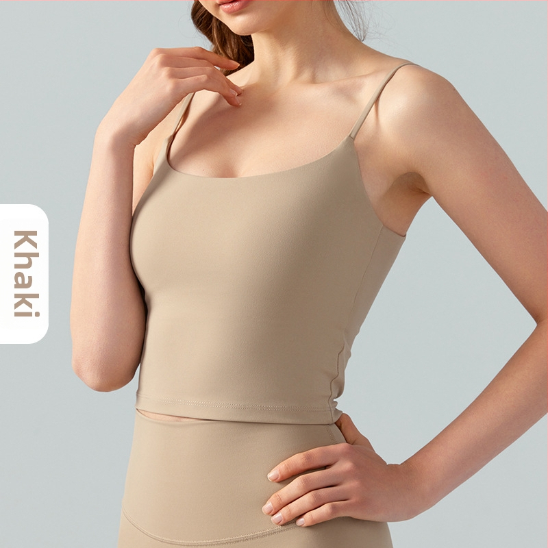 Женски потник за йога с подплънки за гърдите, дишащ, тясно прилепващ, 80% найлон, 20% спандекс