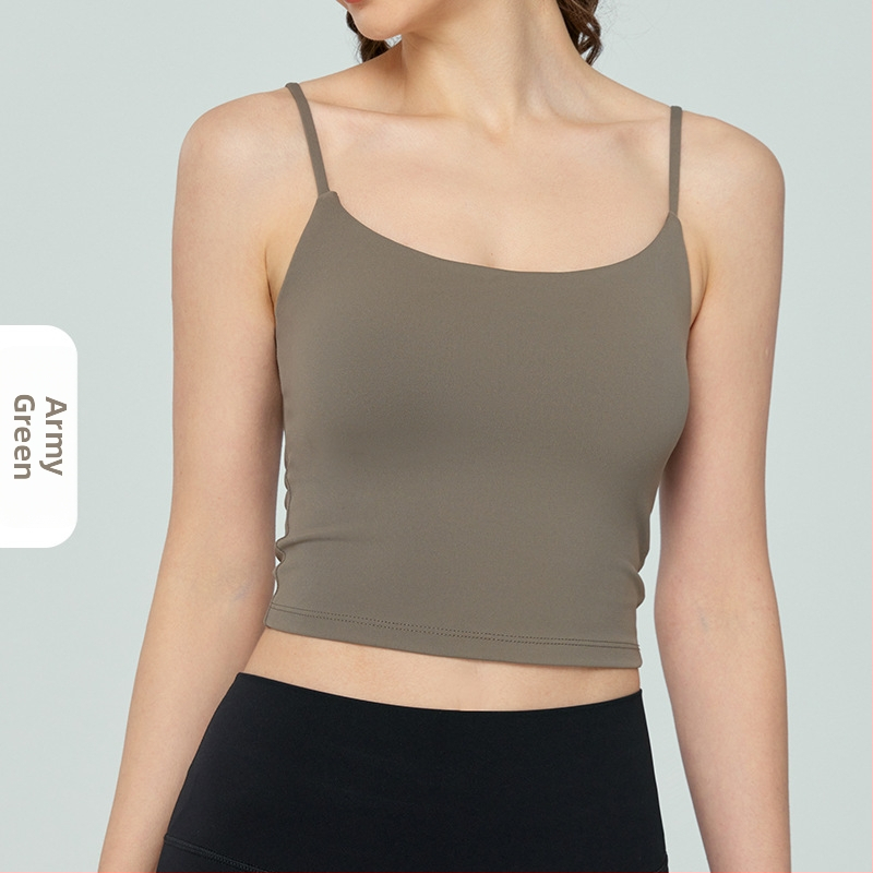 Женски потник за йога с подплънки за гърдите, дишащ, тясно прилепващ, 80% найлон, 20% спандекс