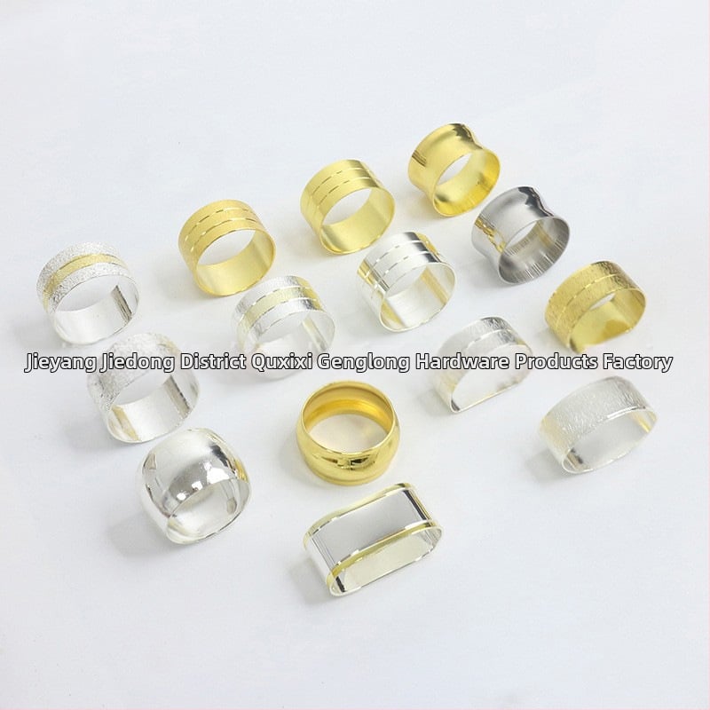 Servetikorõngas, lilleline kahekordne joon, pitsi ääris, vask elektroplaaditud pind, lääne stiil