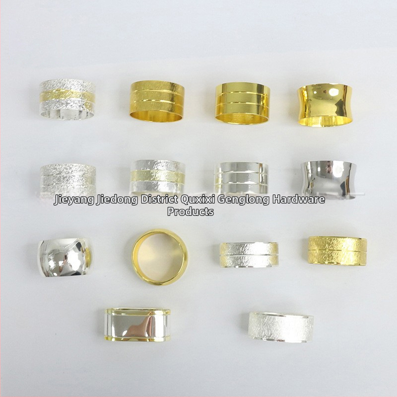 Prsteň na servítky, kvetinová dvojitá línia, krajkový lem, meď s elektrolytickým povlakom, západný štýl