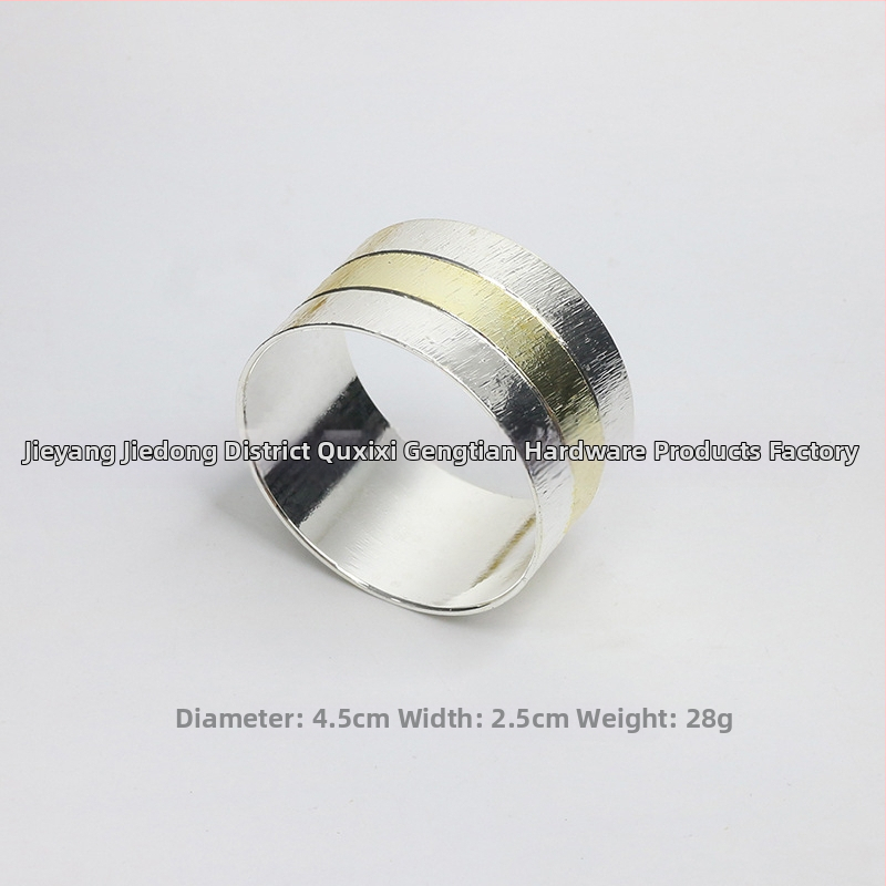 Servetikorõngas, lilleline kahekordne joon, pitsi ääris, vask elektroplaaditud pind, lääne stiil